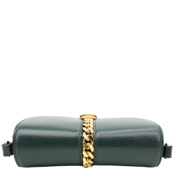 Gucci  Sylvie 1969 Mini Leather Shoulder Bag Green 615965 - Picture 5 of 12